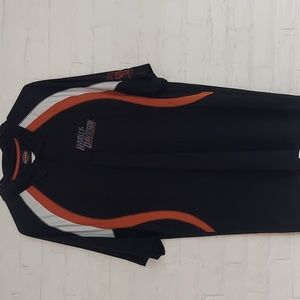 Authentic Harley Davidson Men's Polo Shirt,Size XXL,Black, white and orange